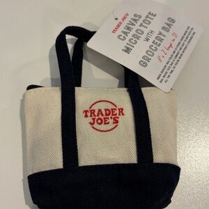 Trader Joe's Canvas Micro Tote with Grocery Bag  - Green  NWT